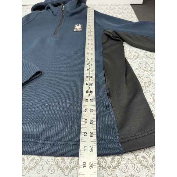 Spyder Blue/Black Quarter Zip Pullover Waffle Knit Sweater Men's Size M - Picture 4 of 6